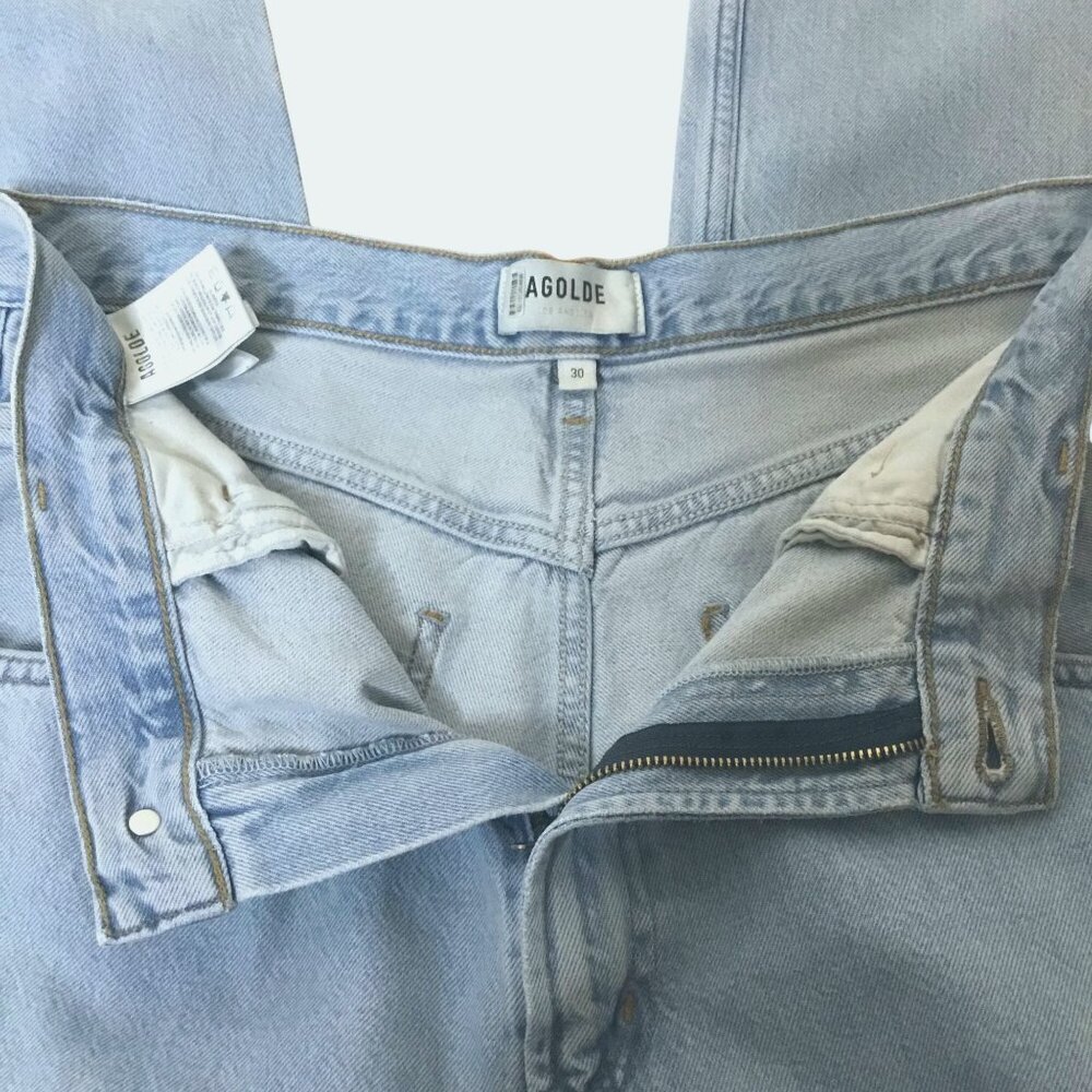 AGOLDE Minka Wide Leg Cargo Pocket Denim Jeans Light Blue High Rise 30 x 31 - Picture 9 of 12